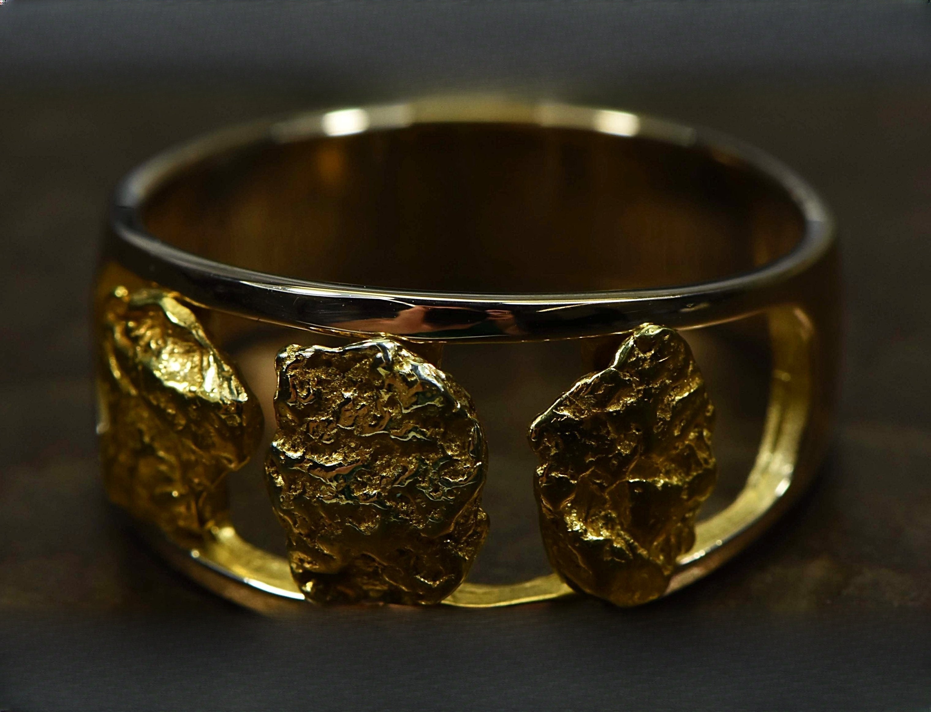 Gold Nugget Men's Ring "Orocal" RM1087N/12MM Genuine Hand Crafted Jewelry - 14K Casting