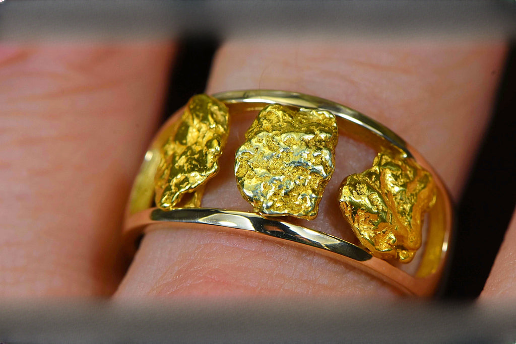 Gold Nugget Men's Ring "Orocal" RM1087N/12MM Genuine Hand Crafted Jewelry - 14K Casting