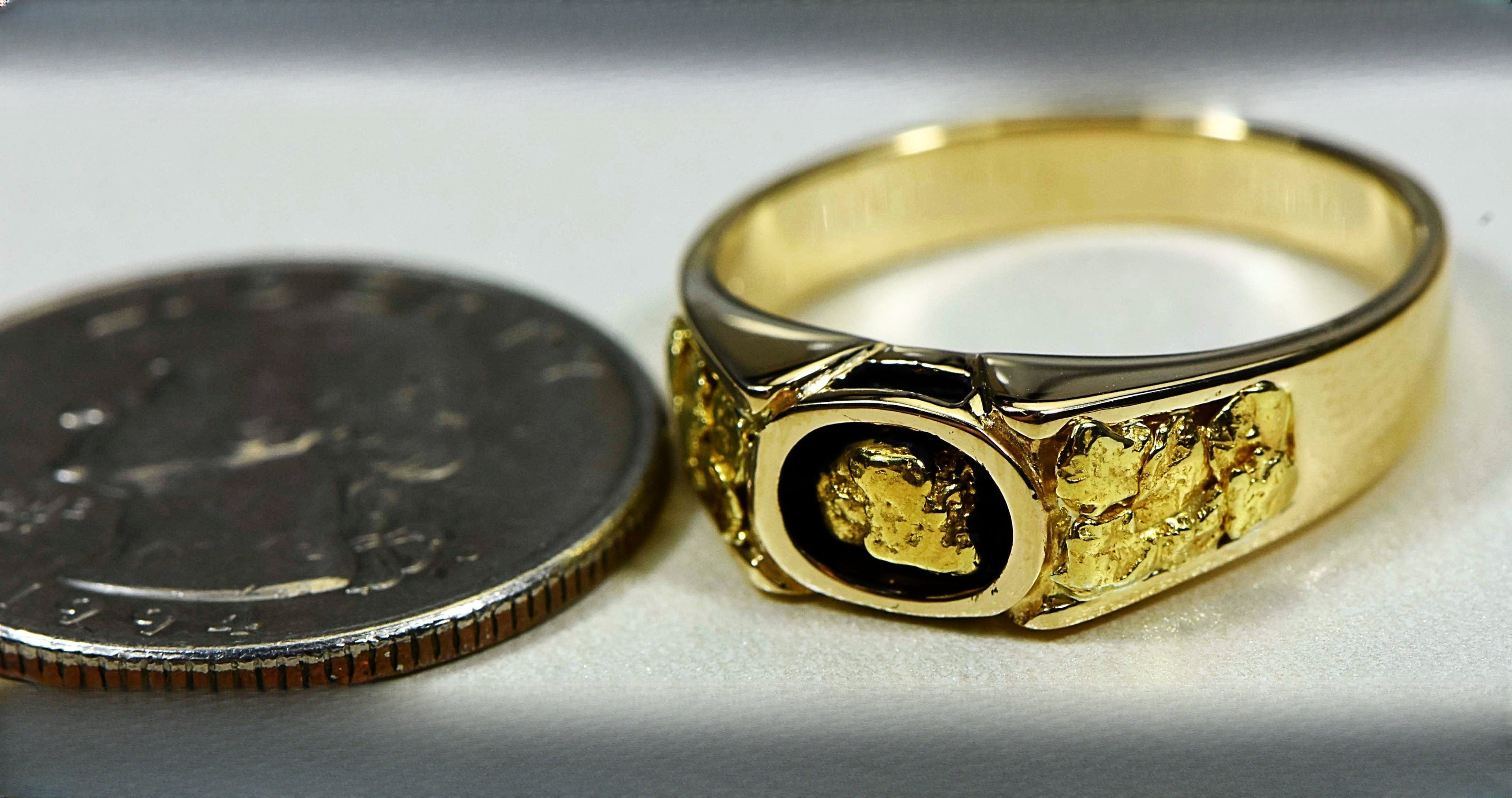 Gold Nugget Men's Ring "Orocal" RM206 Genuine Hand Crafted Jewelry - 14K Casting