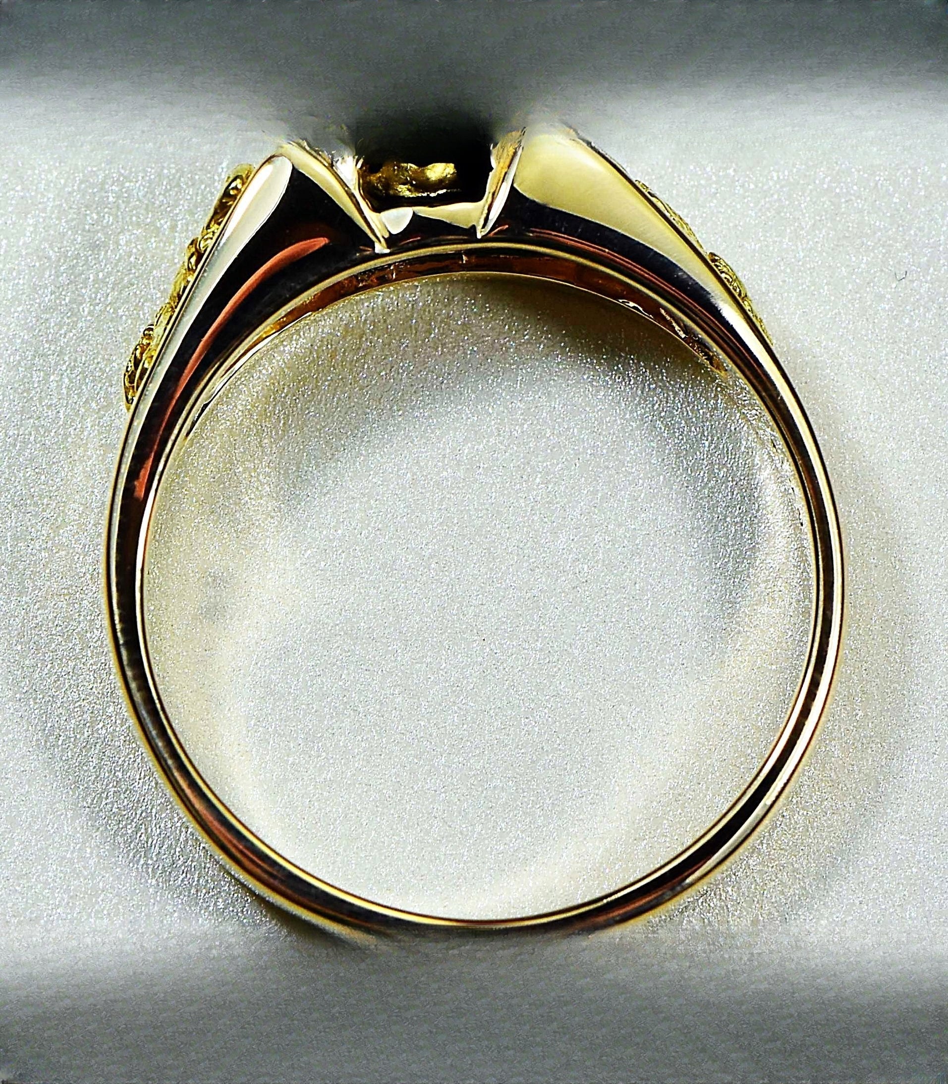 Gold Nugget Men's Ring "Orocal" RM206 Genuine Hand Crafted Jewelry - 14K Casting