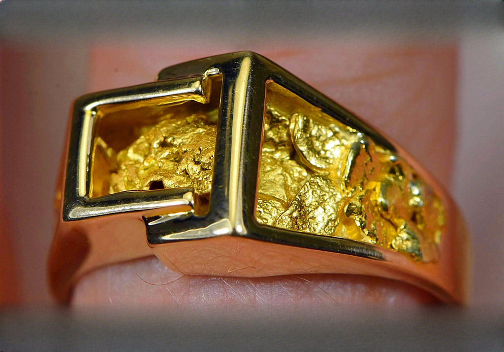 Gold Nugget Men's Ring "Orocal" RM164 Genuine Hand Crafted Jewelry - 14K Casting