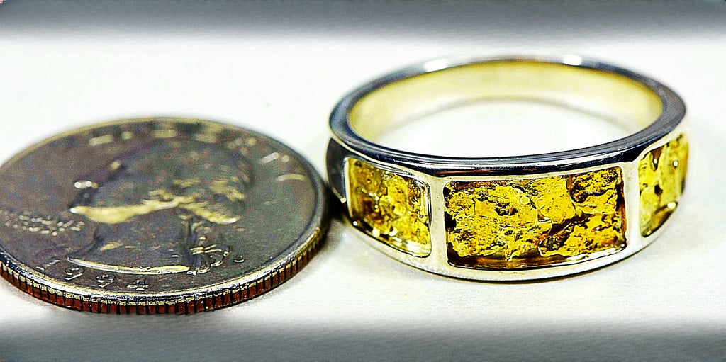 Gold Nugget Men's Ring "Orocal" RM732NSS Genuine Hand Crafted Jewelry
