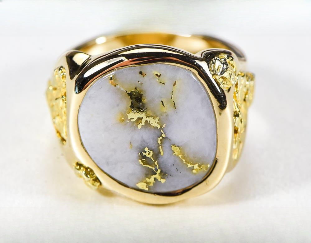Gold Quartz Ring "Orocal" RM832Q Genuine Hand Crafted Jewelry - 14K Gold Casting