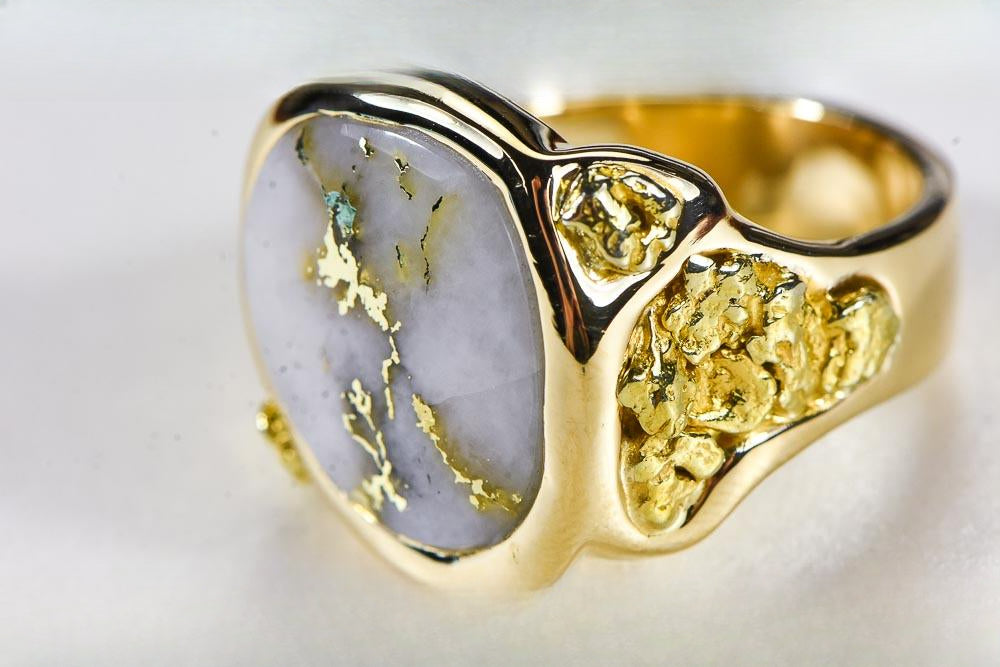 Gold Quartz Ring "Orocal" RM832Q Genuine Hand Crafted Jewelry - 14K Gold Casting