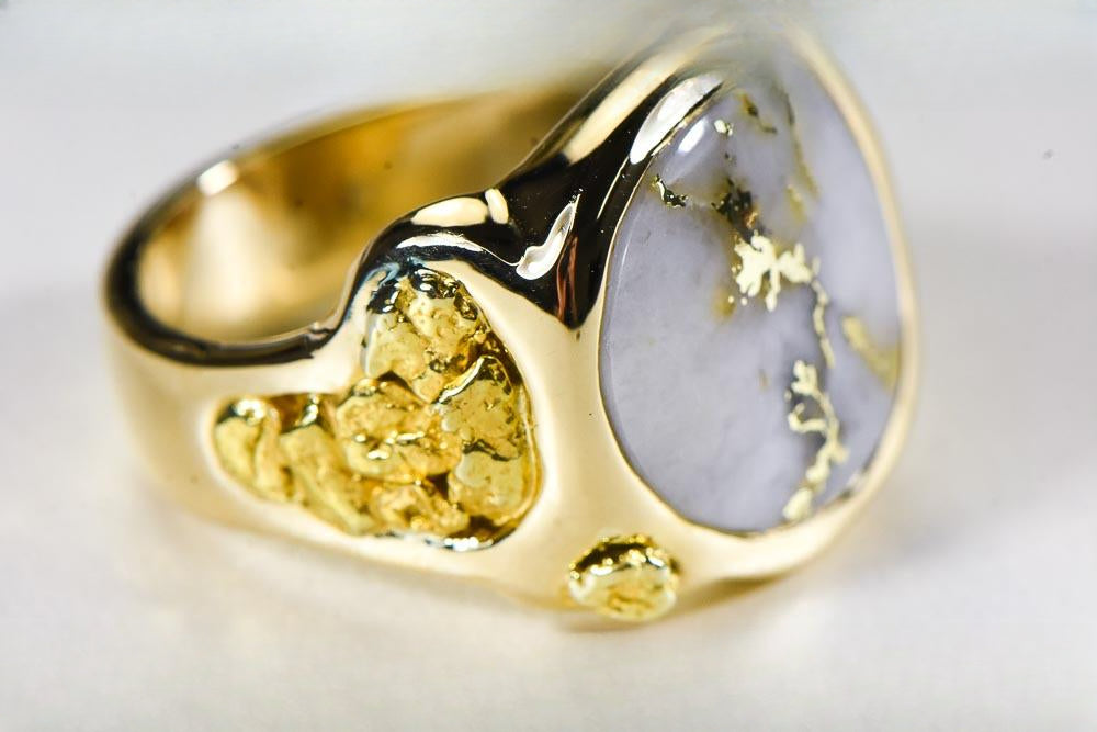 Gold Quartz Ring "Orocal" RM832Q Genuine Hand Crafted Jewelry - 14K Gold Casting