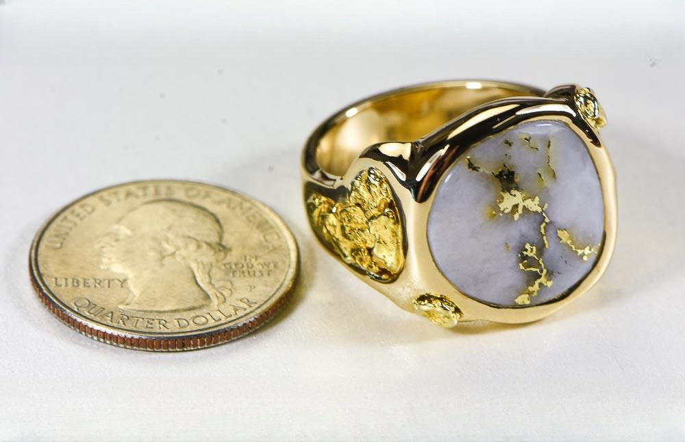 Gold Quartz Ring "Orocal" RM832Q Genuine Hand Crafted Jewelry - 14K Gold Casting
