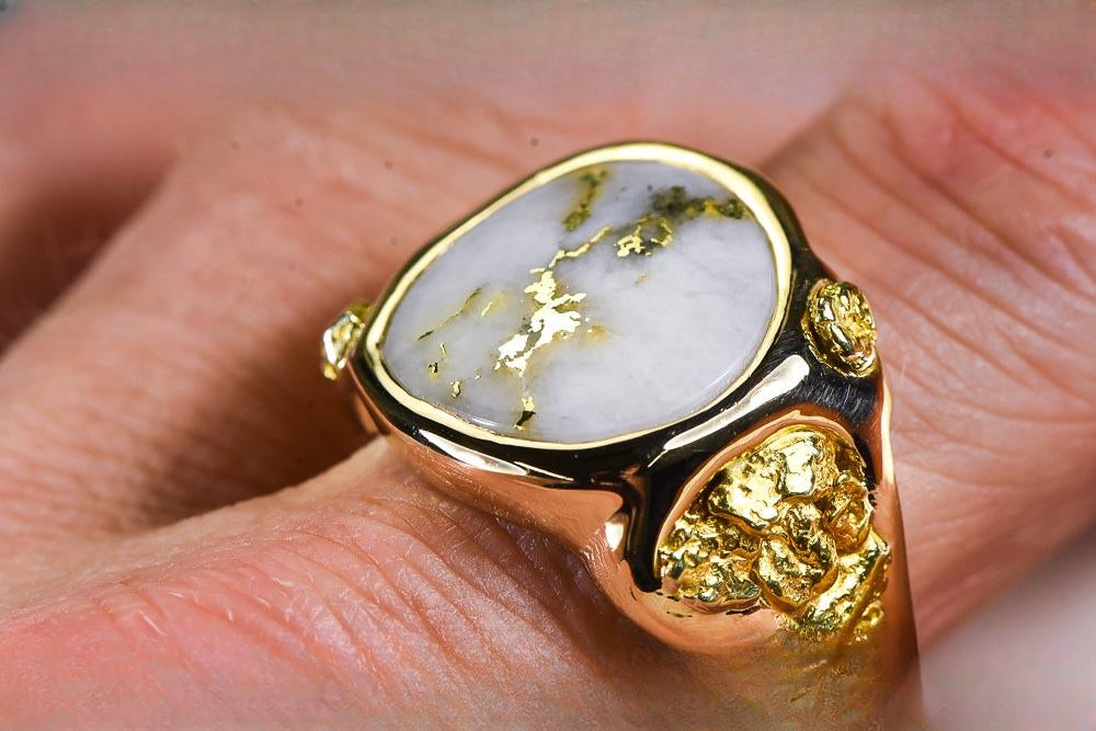 Gold Quartz Ring "Orocal" RM832Q Genuine Hand Crafted Jewelry - 14K Gold Casting