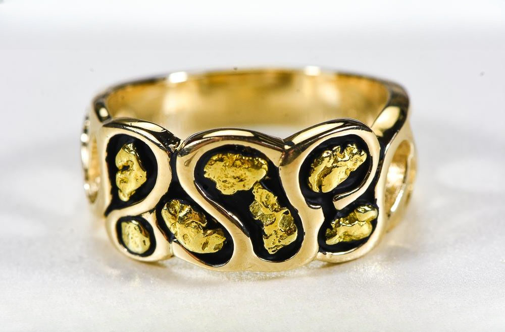 Gold Nugget Men's Ring "Orocal" RM515 Genuine Hand Crafted Jewelry - 14K Casting