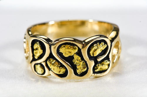 Gold Nugget Men's Ring "Orocal" RM515 Genuine Hand Crafted Jewelry - 14K Casting