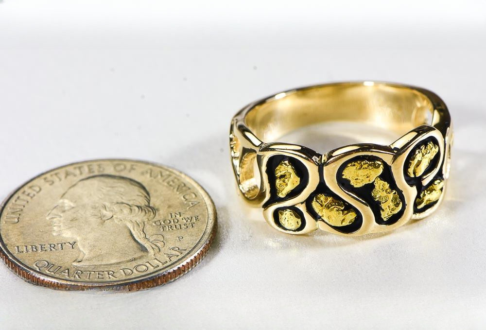 Gold Nugget Men's Ring "Orocal" RM515 Genuine Hand Crafted Jewelry - 14K Casting
