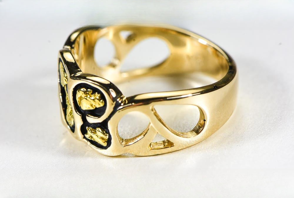 Gold Nugget Men's Ring "Orocal" RM515 Genuine Hand Crafted Jewelry - 14K Casting