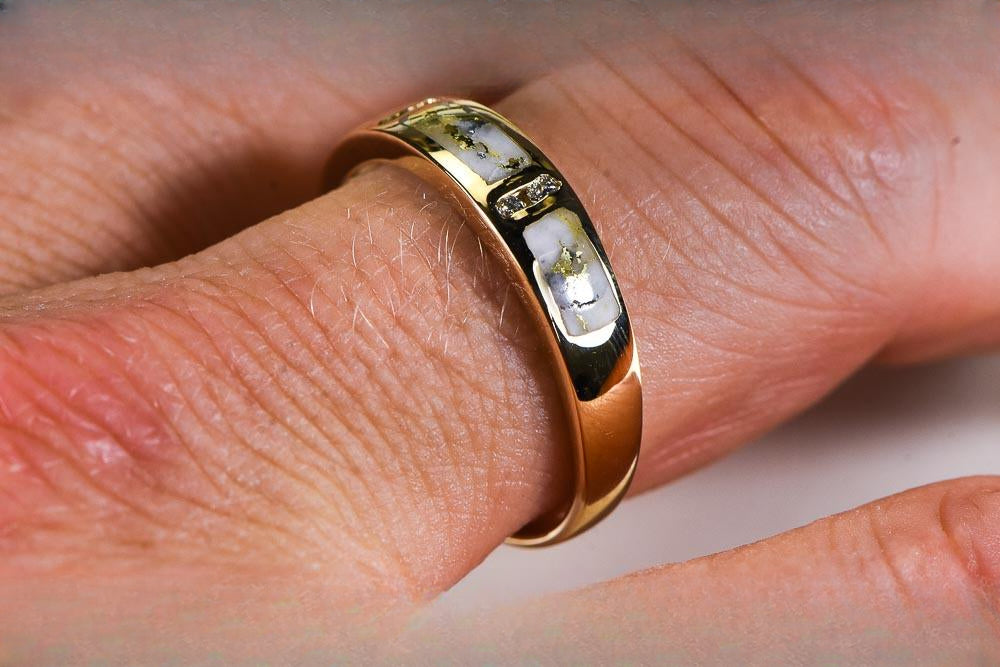 Gold Quartz Ring "Orocal" RM733D8Q Genuine Hand Crafted Jewelry - 14K Gold Casting