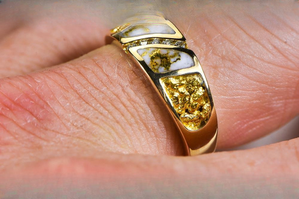 Gold Quartz Ring "Orocal" RM731SD10NQ Genuine Hand Crafted Jewelry - 14K Gold Casting