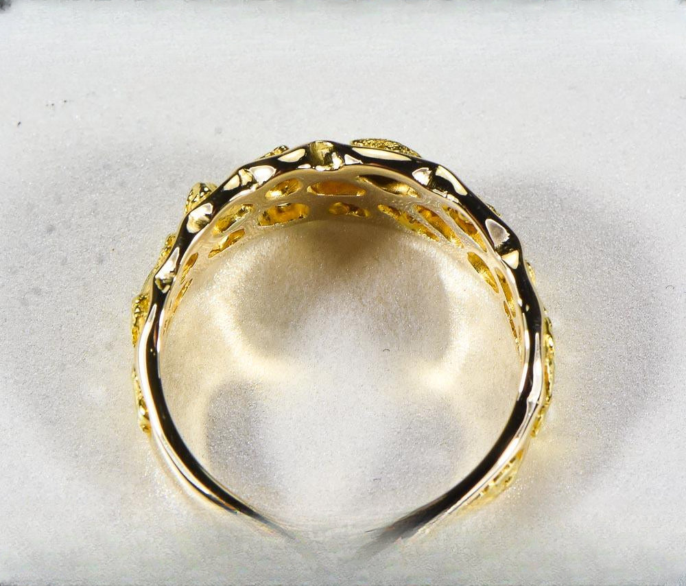 Gold Nugget Men's Ring "Orocal" RM210 Genuine Hand Crafted Jewelry - 14K Casting