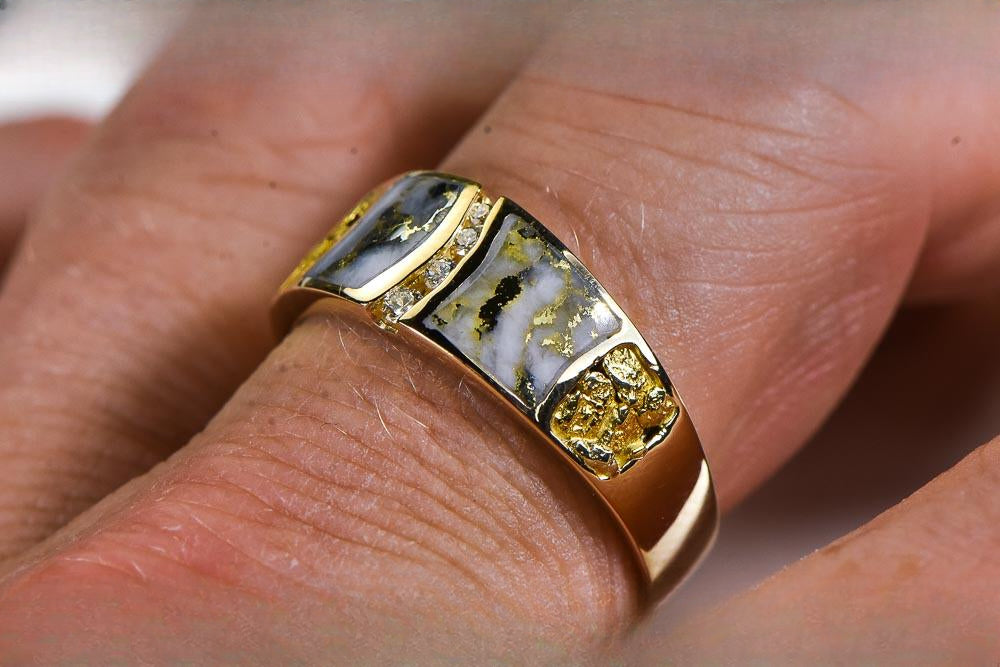 Gold Quartz Ring "Orocal" RMDL58SD9NQ Genuine Hand Crafted Jewelry - 14K Gold Casting