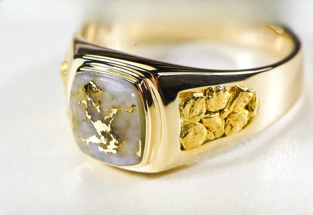 Gold Quartz Ring "Orocal" RM674Q Genuine Hand Crafted Jewelry - 14K Gold Casting