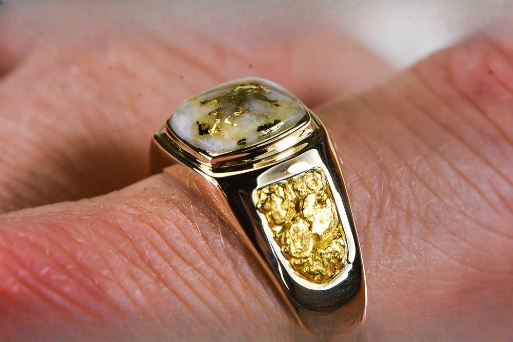 Gold Quartz Ring "Orocal" RM674Q Genuine Hand Crafted Jewelry - 14K Gold Casting
