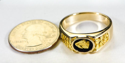 Gold Nugget Men's Ring "Orocal" RM73 Genuine Hand Crafted Jewelry - 14K Casting
