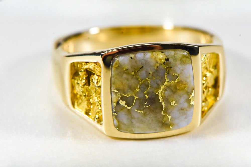 Gold Quartz Ring "Orocal" RM747Q Genuine Hand Crafted Jewelry - 14K Gold Casting
