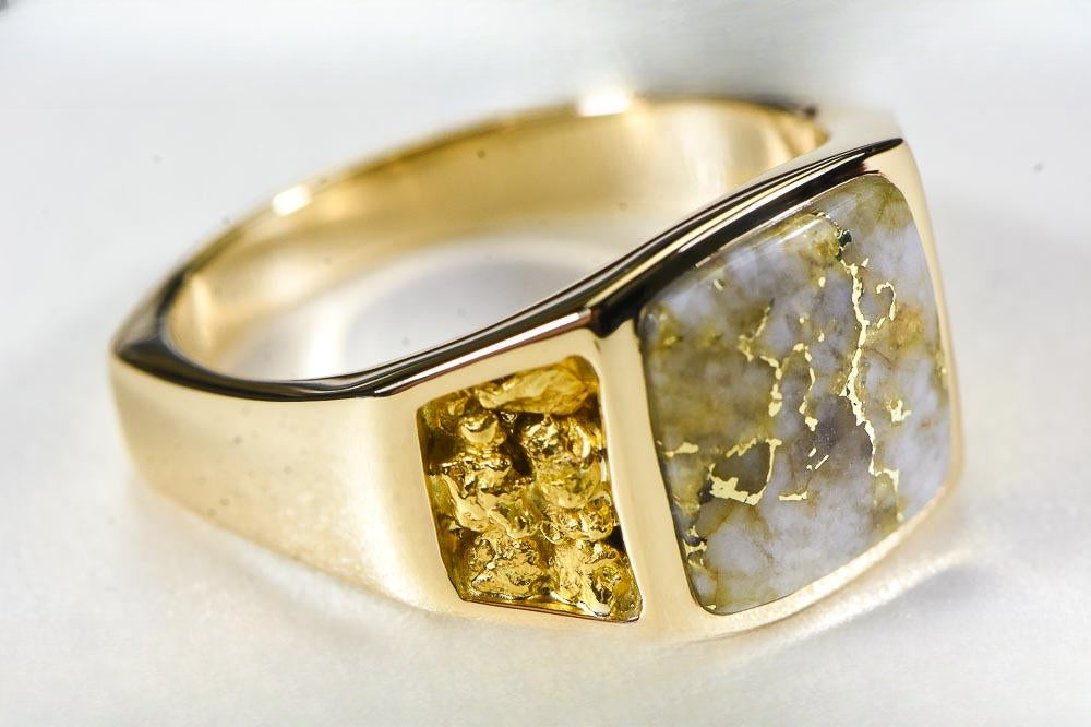 Gold Quartz Ring "Orocal" RM747Q Genuine Hand Crafted Jewelry - 14K Gold Casting
