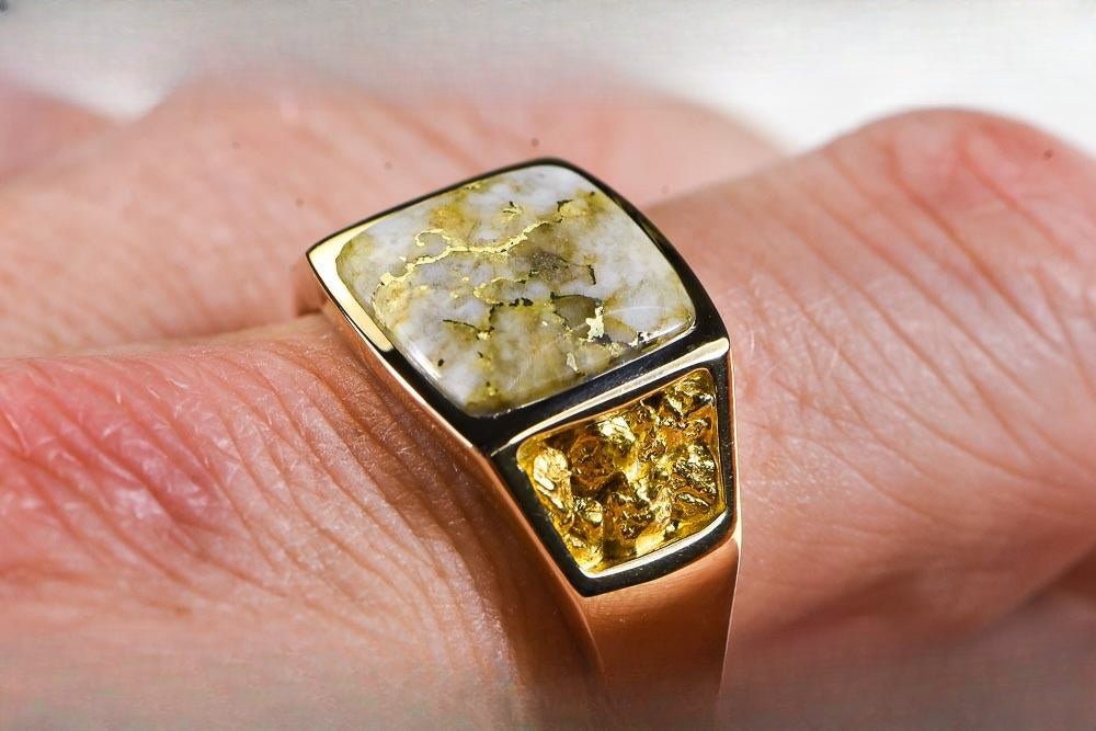 Gold Quartz Ring "Orocal" RM747Q Genuine Hand Crafted Jewelry - 14K Gold Casting