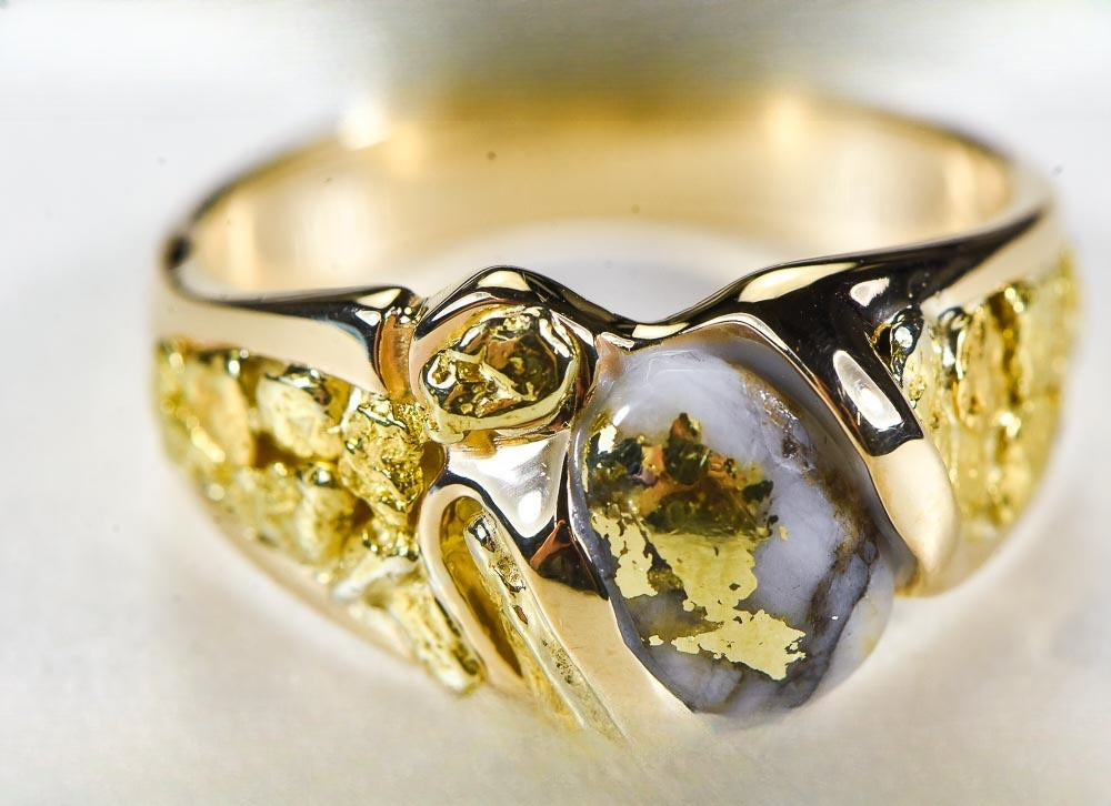 Gold Quartz Ring "Orocal" RM486Q Genuine Hand Crafted Jewelry - 14K Gold Casting
