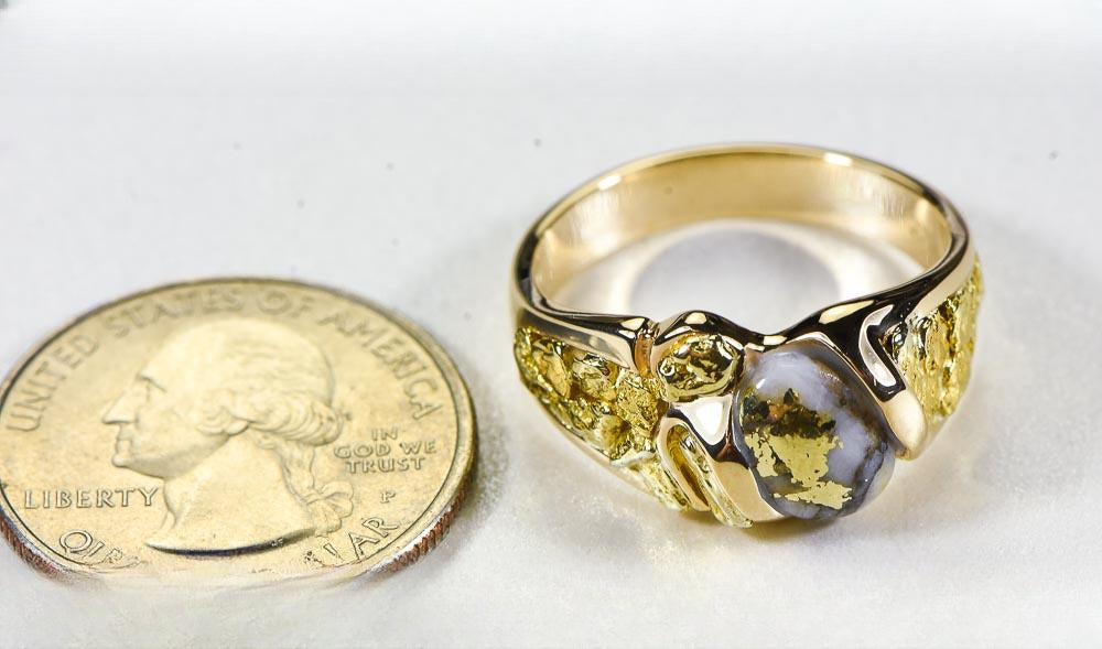 Gold Quartz Ring "Orocal" RM486Q Genuine Hand Crafted Jewelry - 14K Gold Casting