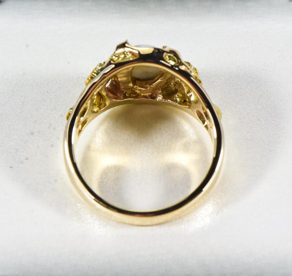 Gold Quartz Ring "Orocal" RMEQ103S Genuine Hand Crafted Jewelry - 14K Gold Casting
