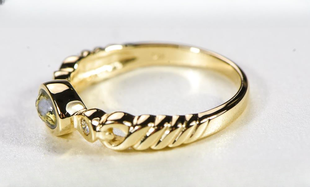 Gold Quartz Women's Ring "Orocal" RL691D5Q Genuine Hand Crafted Jewelry - 14K Gold Casting