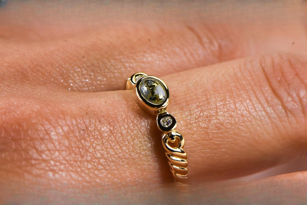 Gold Quartz Women's Ring "Orocal" RL691D5Q Genuine Hand Crafted Jewelry - 14K Gold Casting