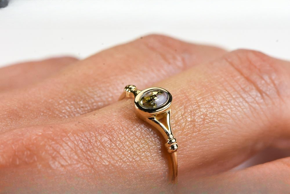 Gold Quartz Women's Ring "Orocal" RL725Q Genuine Hand Crafted Jewelry - 14K Gold Casting