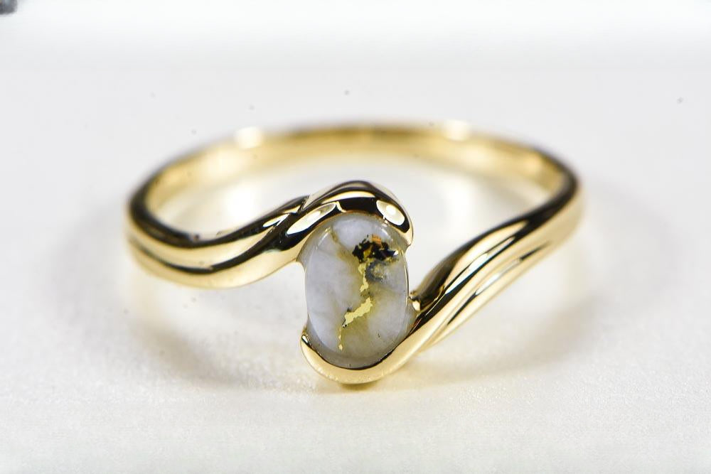 Gold Quartz Women's Ring "Orocal" RLJ30Q Genuine Hand Crafted Jewelry - 14K Gold Casting