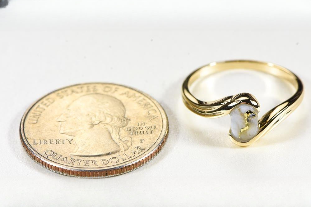 Gold Quartz Women's Ring "Orocal" RLJ30Q Genuine Hand Crafted Jewelry - 14K Gold Casting