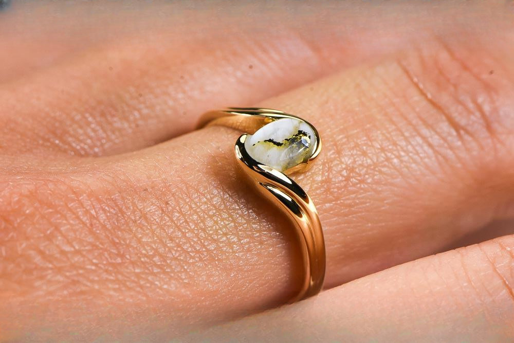 Gold Quartz Women's Ring "Orocal" RLJ30Q Genuine Hand Crafted Jewelry - 14K Gold Casting