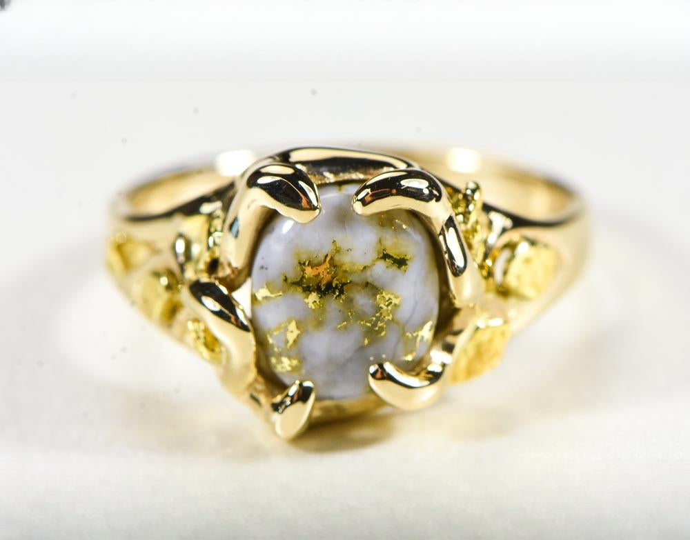 Gold Quartz Women's Ring "Orocal" RL660Q Genuine Hand Crafted Jewelry - 14K Gold Casting