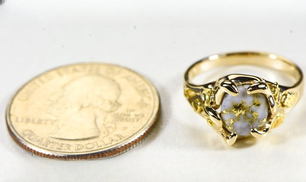 Gold Quartz Women's Ring "Orocal" RL660Q Genuine Hand Crafted Jewelry - 14K Gold Casting
