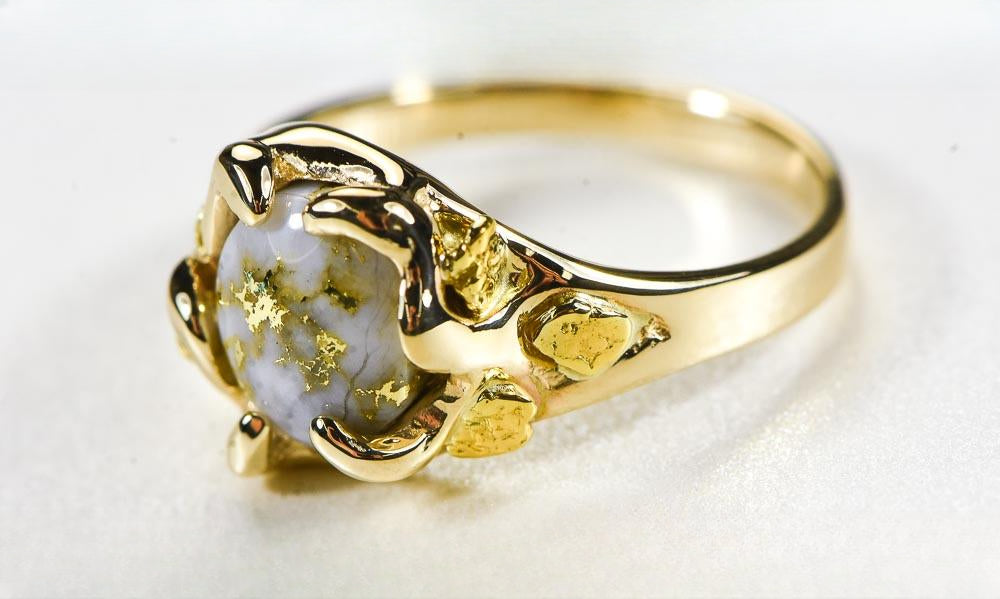 Gold Quartz Women's Ring "Orocal" RL660Q Genuine Hand Crafted Jewelry - 14K Gold Casting