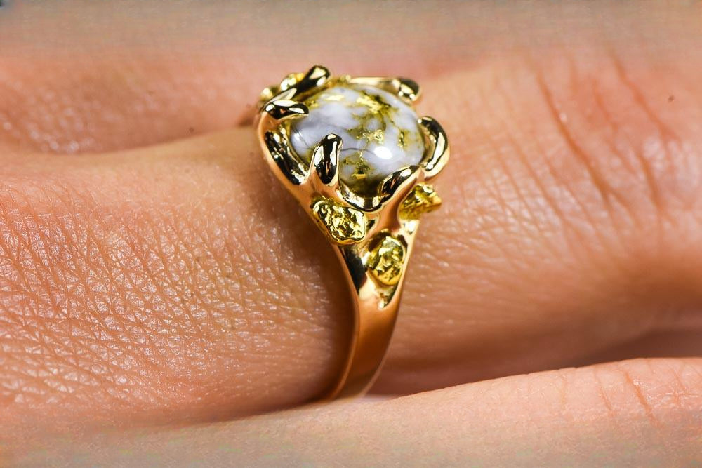 Gold Quartz Women's Ring "Orocal" RL660Q Genuine Hand Crafted Jewelry - 14K Gold Casting