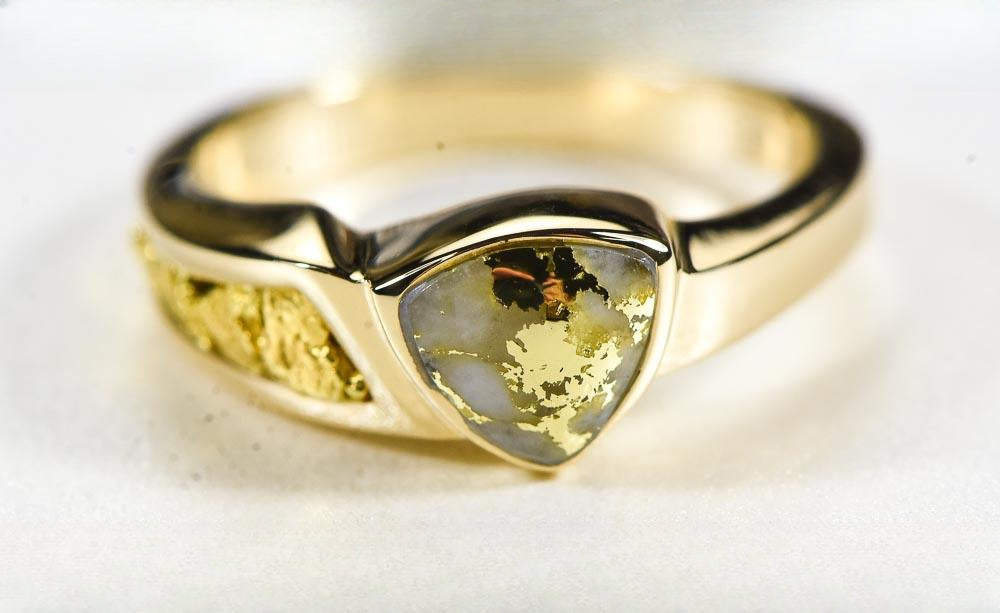 Gold Quartz Women's Ring "Orocal" RLL1090NQ Genuine Hand Crafted Jewelry - 14K Gold Casting