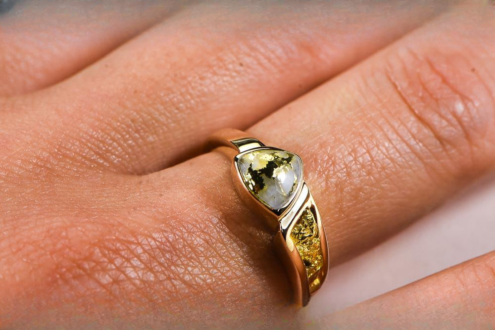 Gold Quartz Women's Ring "Orocal" RLL1090NQ Genuine Hand Crafted Jewelry - 14K Gold Casting