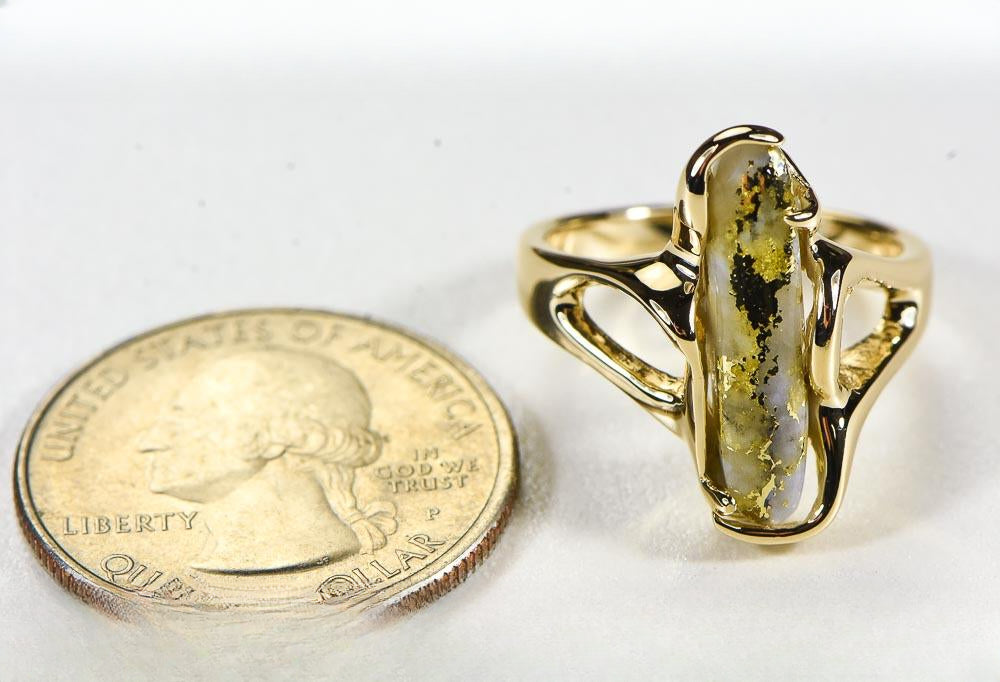 Gold Quartz Women's Ring "Orocal" RL999Q Genuine Hand Crafted Jewelry - 14K Gold Casting