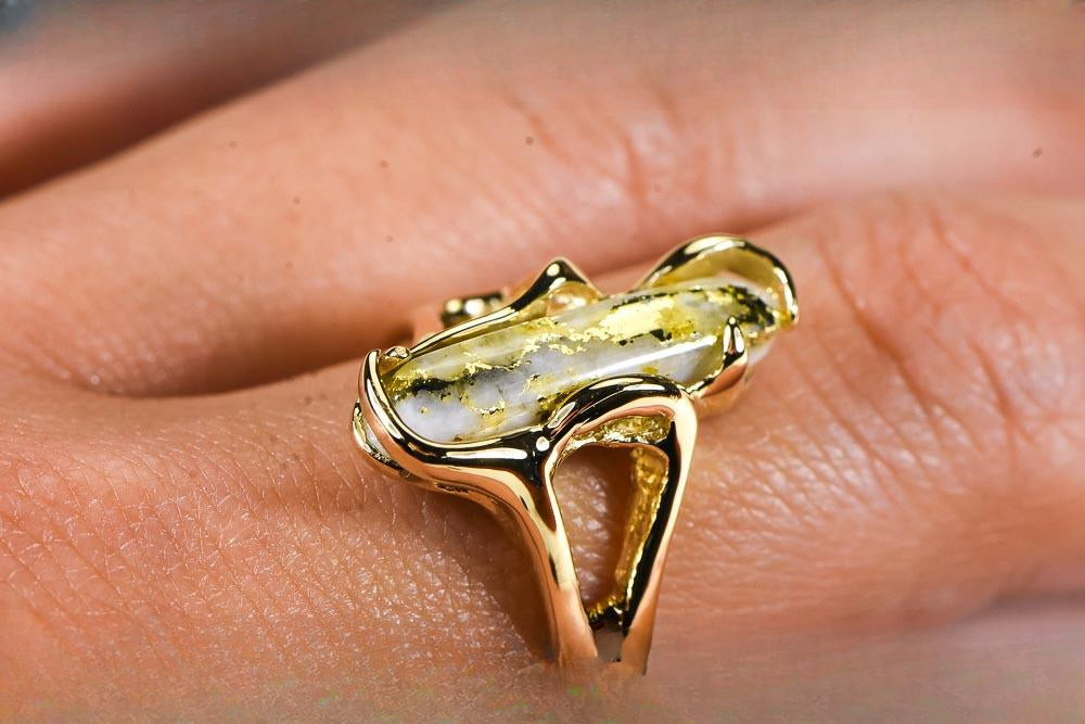 Gold Quartz Women's Ring "Orocal" RL999Q Genuine Hand Crafted Jewelry - 14K Gold Casting