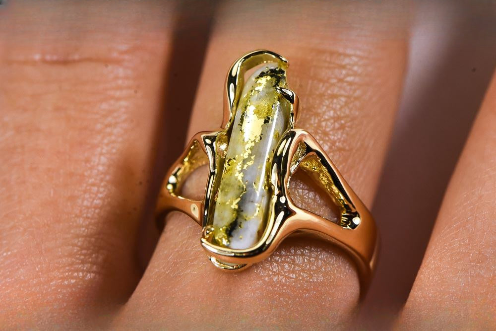 Gold Quartz Women's Ring "Orocal" RL999Q Genuine Hand Crafted Jewelry - 14K Gold Casting