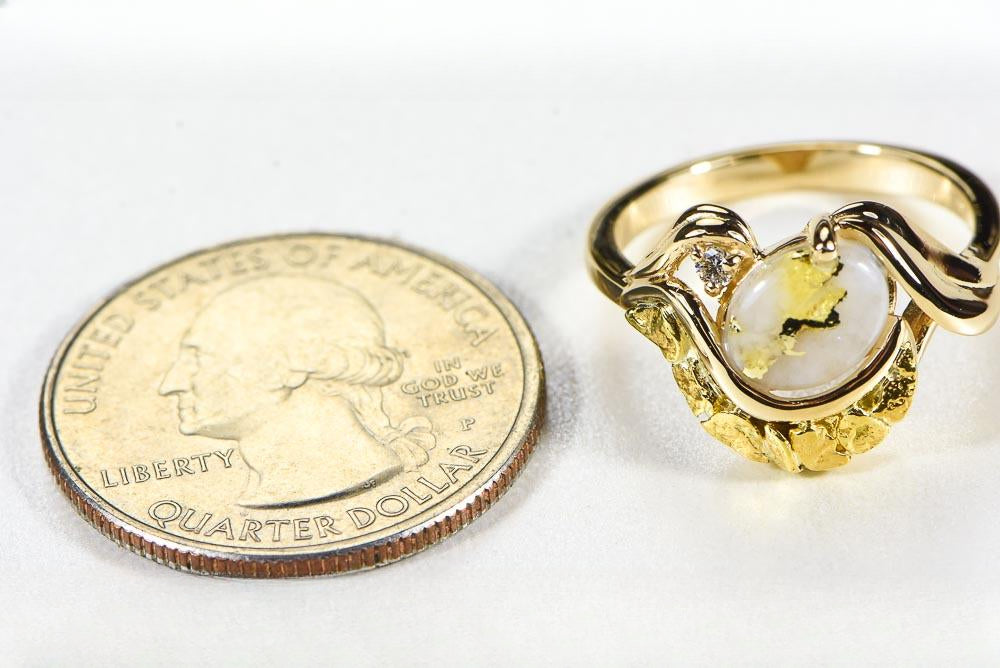Gold Quartz Women's Ring "Orocal" RL1137DNQ Genuine Hand Crafted Jewelry - 14K Gold Casting