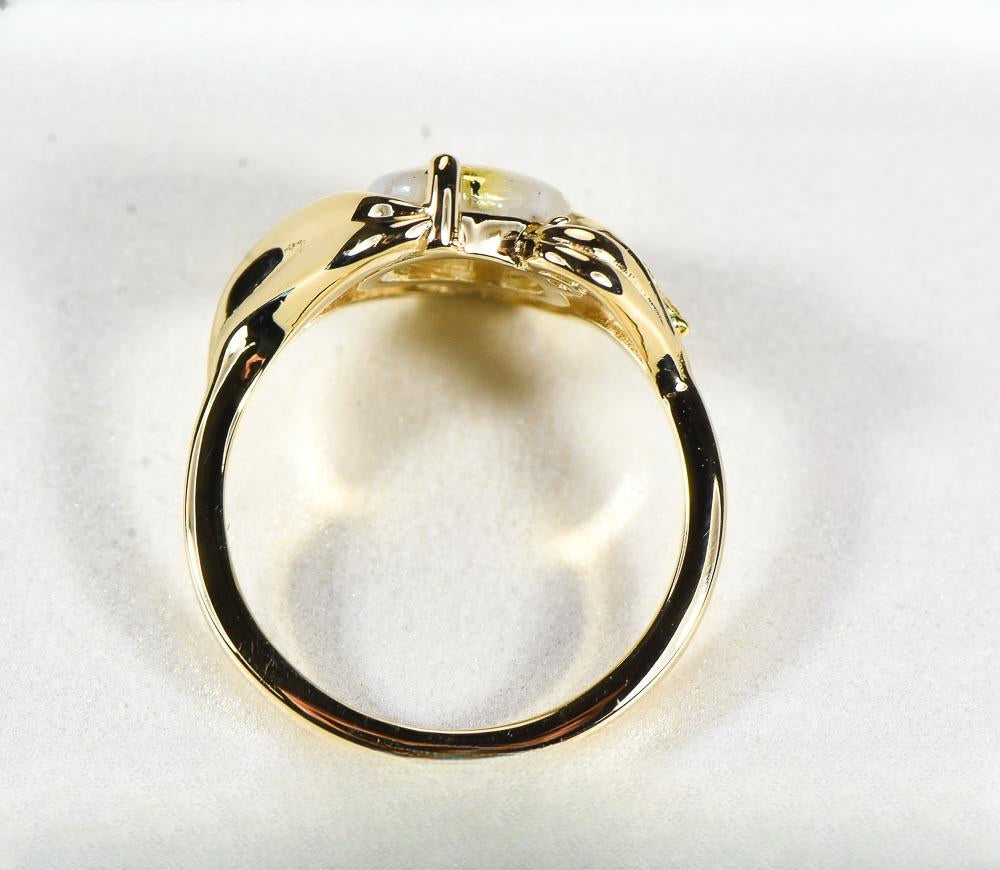Gold Quartz Women's Ring "Orocal" RL1137DNQ Genuine Hand Crafted Jewelry - 14K Gold Casting