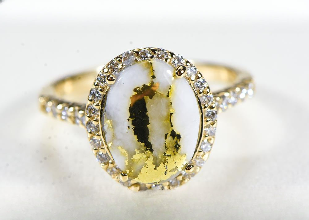 Gold Quartz Women's Ring "Orocal" RL1109DQ Genuine Hand Crafted Jewelry - 14K Gold Casting
