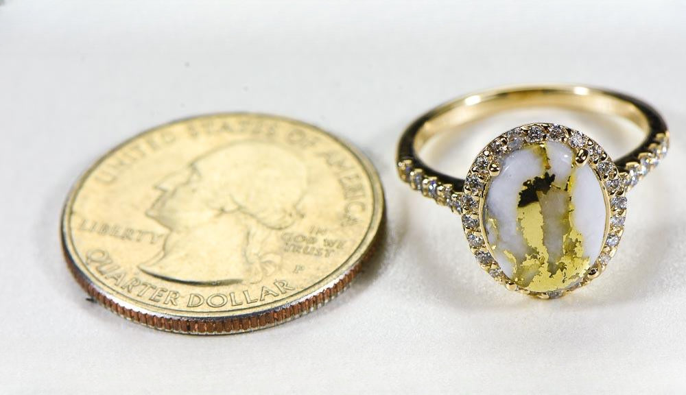 Gold Quartz Women's Ring "Orocal" RL1109DQ Genuine Hand Crafted Jewelry - 14K Gold Casting