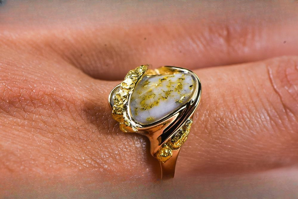 Gold Quartz Women's Ring "Orocal" RL549OLQ Genuine Hand Crafted Jewelry - 14K Gold Casting