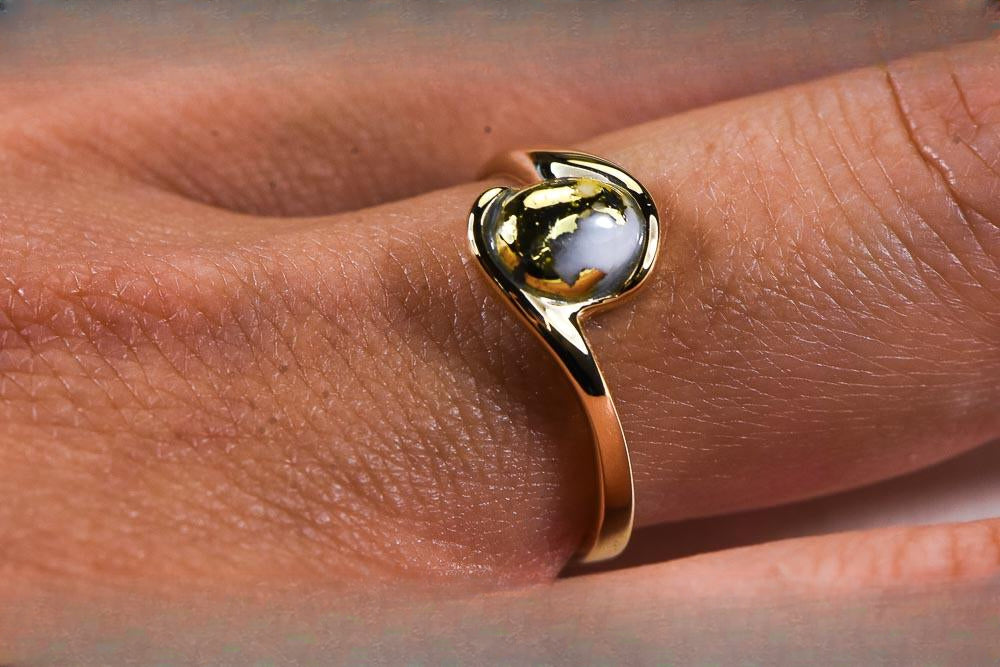 Gold Quartz Women's Ring "Orocal" RL649Q Genuine Hand Crafted Jewelry - 14K Gold Casting