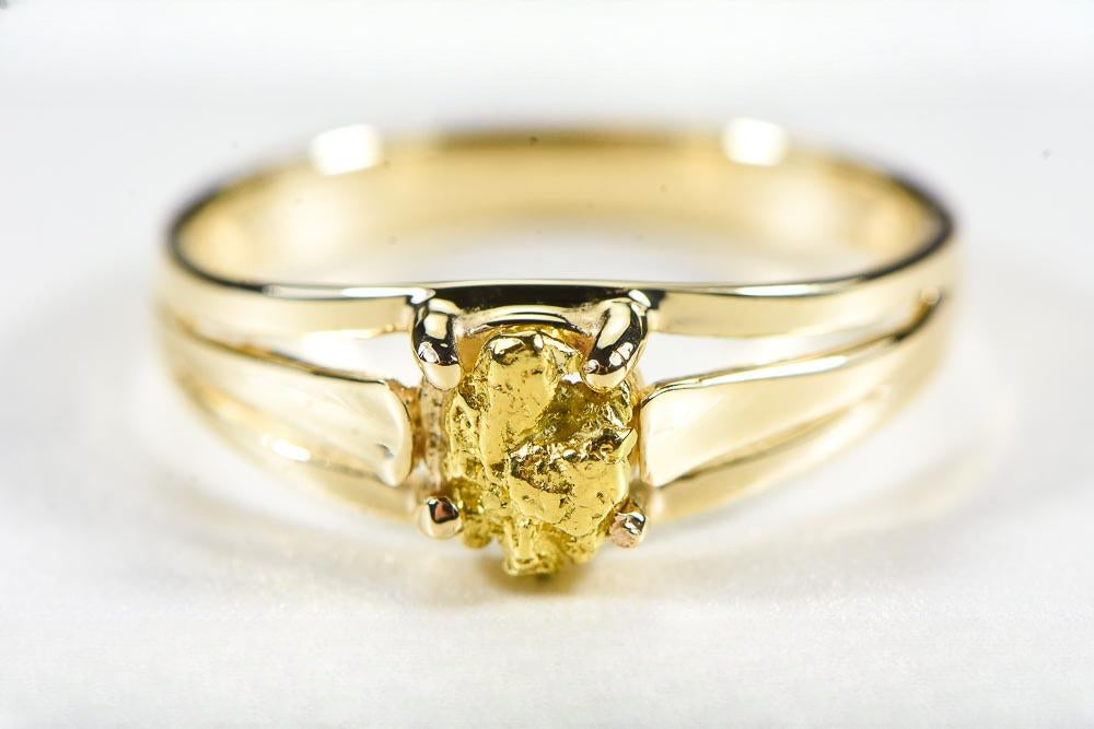 Gold Nugget Women's Ring "Orocal" RL787N Genuine Hand Crafted Jewelry - 14K Casting